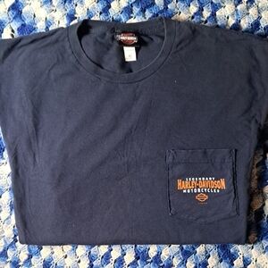 2/$25 Tshirt Sale Harley-Davidson Dark Blue Tee with Orange Logo